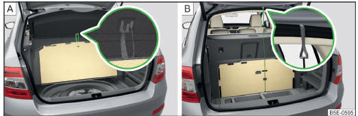 Fig. 116 Fixation du revêtement du coffre à bagages : variante 1/variante